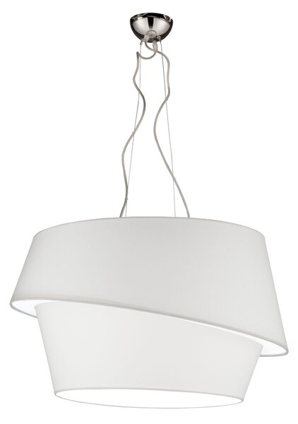 Lampadario a sospensione con Tessuto Bianco Liscio KARMON Dimensioni 60x50xh38 cm- peso 1,6 kg Supporto in Metallo Sospensione