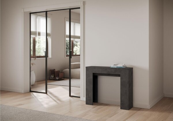 Consolle Allungabile SLICK in Legno Nobilitato Dimensioni 90x25xh 77 cm Allungabile fino a 181 Ospita 10 persone Antracite
