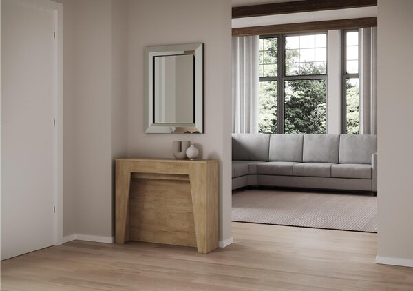 Consolle Allungabile con 4 allunghe ANEA 90x48xh77 cm estensibile fino a 211 cm Allunghe all'interno tutto in legno di Frassino colore Quercia Natura