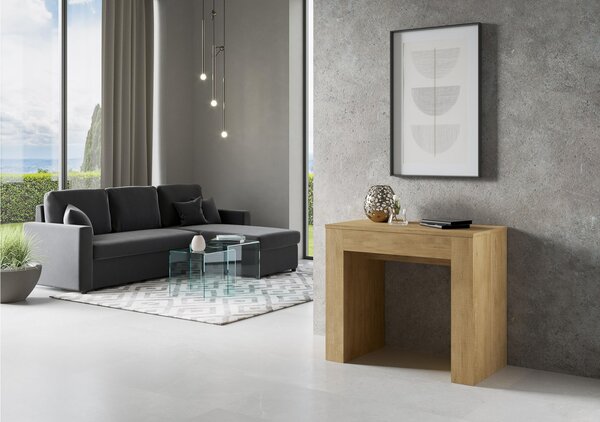 Consolle Allungabile con 4 allunghe con porta prolunghe NEW EXTRA 90x49xh78 cm estensibile fino a 307 cm (ospita fino a 14 persone) Quercia Natura