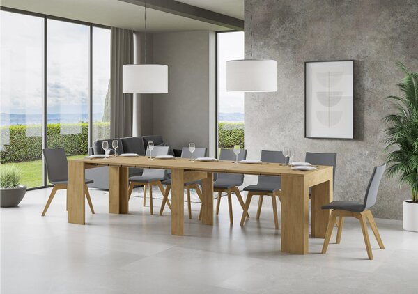 Consolle Allungabile con 4 allunghe con porta prolunghe NEW EXTRA 90x49xh78 cm estensibile fino a 307 cm (ospita fino a 14 persone) Quercia Natura