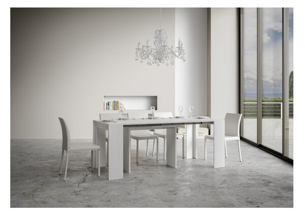 Consolle, salvaspazio allungabile Mia Small Noce Allungabile fino a 302 cm con cinque elementi da 52 cm, tutto in legno di Frassino 90x42xh78 cm colore Noce