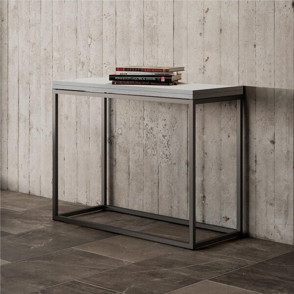 Consolle Apribile a Libro ed Allungabile NORDICA LIBRA 90x45xh 80 cm Aperta 90x90x h78 cm telaio colore Antracite piano Cemento