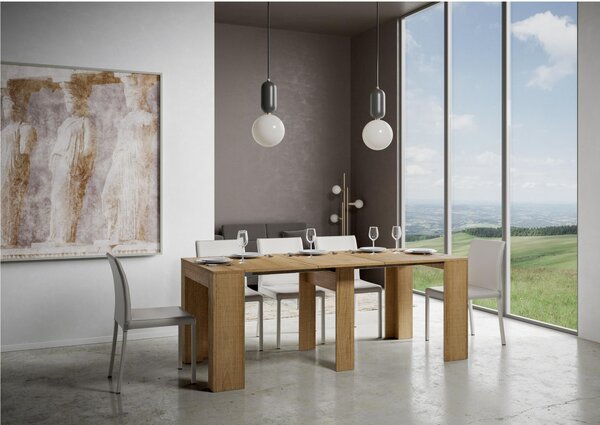 Consolle Allungabile con 3 allunghe MODEM SMALL 90x42xh77 cm estensibile fino a 198 cm Allunghe all�interno tutto in legno di Frassino colore Quercia Naturale