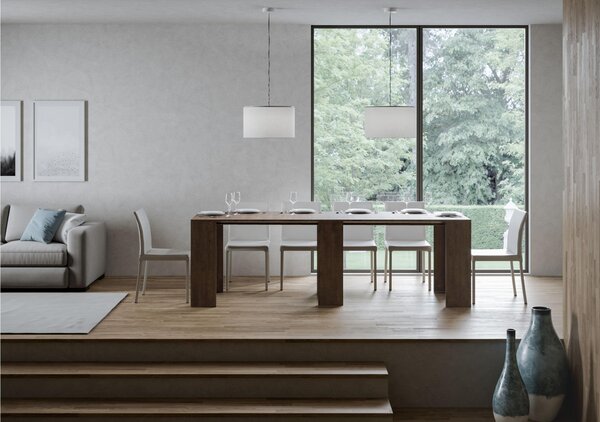 Consolle Allungabile con 6 allunghe Allin 78x47xh80 cm estensibile fino a 299 cm Allunghe all�interno delle gambe tutto in legno di Frassino colore Noce