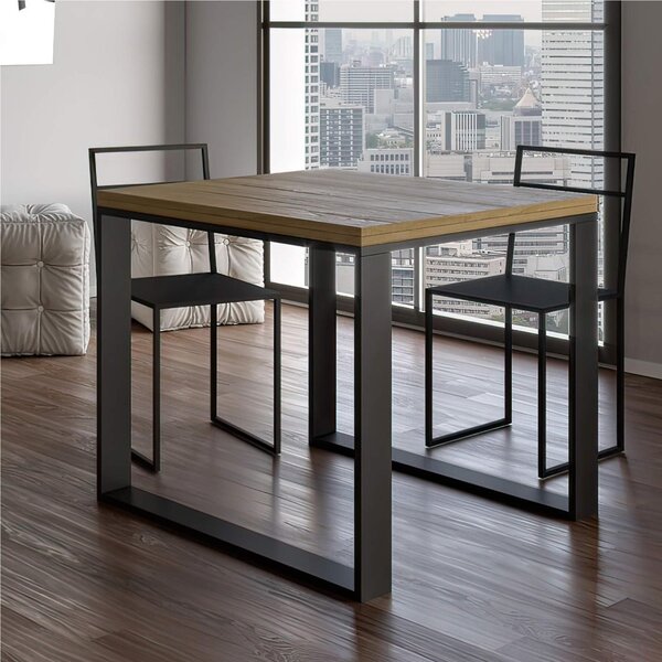 Tavolo Allungabile Apribile Quadrato Piano Quercia Naturale TECNO LIBRA 90x90x h78 cm estensibile fino a 180 cm tutto in legno di Frassino Quercia Natura