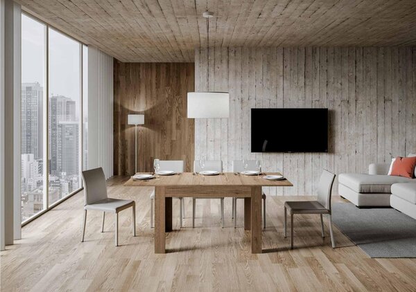 Tavolo Allungabile Piano Quercia Naturale BIBI 90x120xh77 cm estensibile fino a 180 cm tutto in legno di Frassino colore Quercia naturale