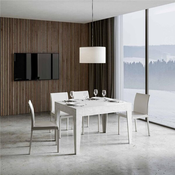 Tavolo Allungabile Piano Frassino Bianco Spatolato CICO 90x120xh77 cm estensibile fino a 180 cm tutto in legno di Frassino Bianco Spatolato