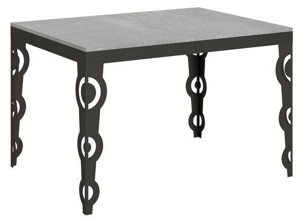 Tavolo Allungabile Quadrato CEMENTO natura Karamay Evolution 120x90xh77 cm estensibile fino a 224 cm tutto in legno di Frassino telaio antracite