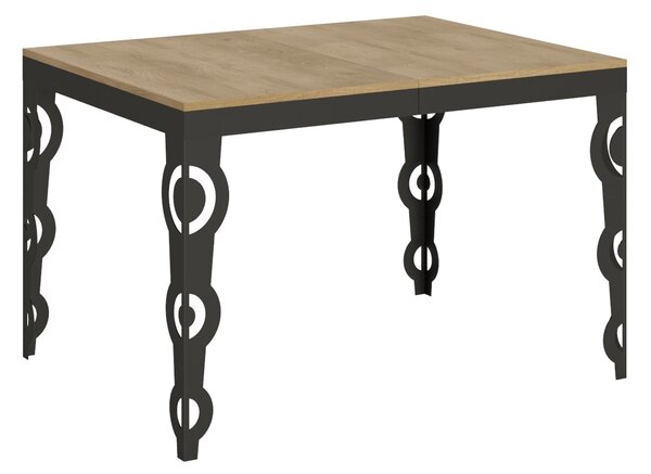 Tavolo Allungabile Quadrato QUERCIA NATURA natura Karamay Evolution 120x90xh77 cm estensibile fino a 224 cm tutto in legno di Frassino telaio antracite