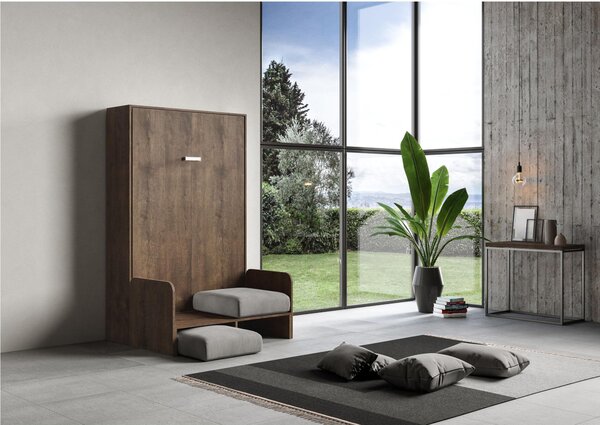 Letto 120 Sof� Kentaro verticale a scomparsa Noce Chiuso Occupa solo 105,2 cm di profondit�, Dimensioni chiuso 133,5x106x h210 cm Noce