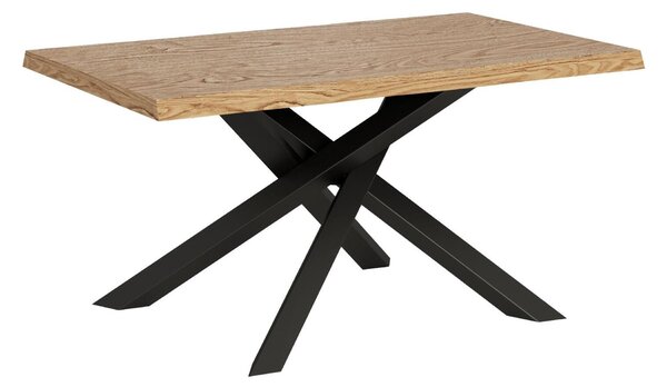Tavolo Allungabile Rettangolare Piano Dimensioni 90x140 max 190x h78 cm estensibile fino a 190 cm -peso 41 kg scortecciato rovere gambe antracite