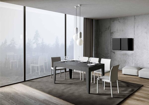 Tavolo Allungabile Piano Antracite Spatolato CICO 90x160xh77 cm estensibile fino a 220 cm tutto in legno di Frassino Antracite Spatolato