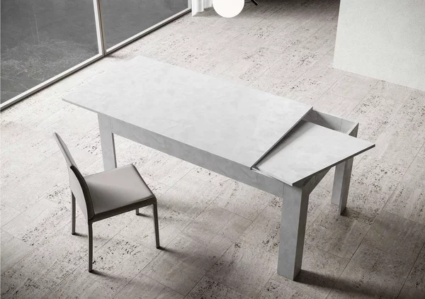 Tavolo Allungabile Piano Frassino Bianco Spatolato BIBI 90x160xh77 cm estensibile fino a 220 cm tutto in legno di Frassino Bianco Spatolato