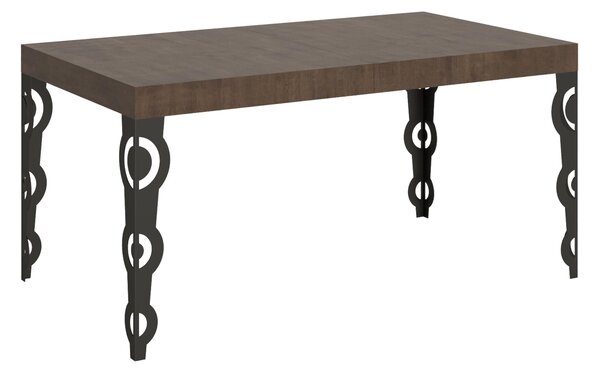 Tavolo Allungabile Quadrato NOCE natura Karamay Evolution 160x90xh77 cm estensibile fino a 264 cm tutto in legno di Frassino telaio antracite