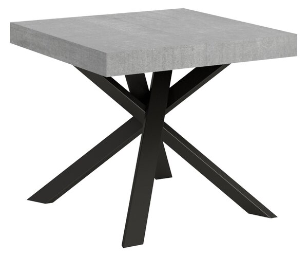 Tavolo Quadrato Allungabile Piano CLERK design Moderno Dimensioni 90x90xh77 cm estensibile fino a 194 cm - 2 allunghe tavolo Cemento