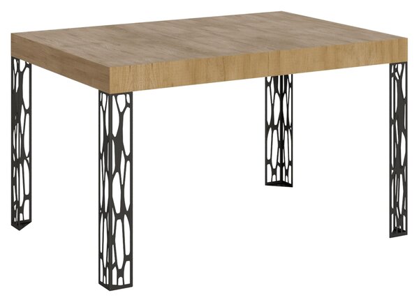 Tavolo Allungabile Piano Ghibli 90x120xh77 cm estensibile fino a 224 cm telaio Antracite piano in Legno di Frassino Quercia Natura