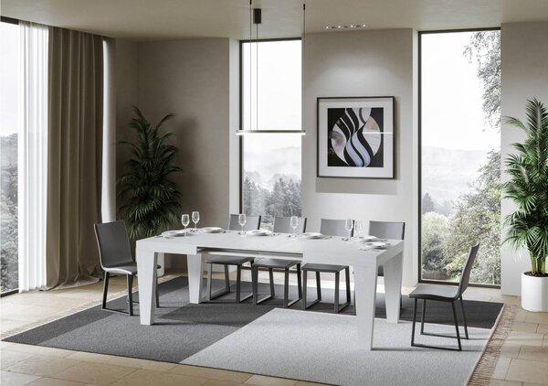 Tavolo Allungabile Piano SPINBO 90x120xh77 cm estensibile fino a 224 cm tutto in legno di Frassino Bianco Frassino