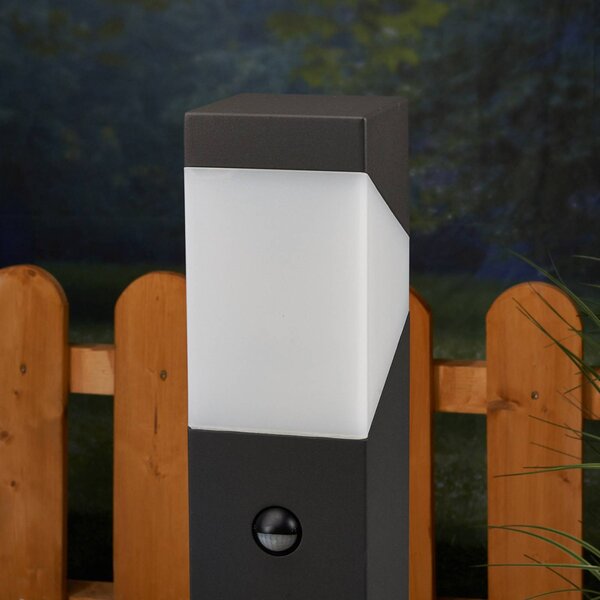 Lucande lampioncino Kiran, 60 cm, sensore, grigio, IP44, E27 Kiran Lucande, dimmerabile, Nero, Alluminio, Moderno