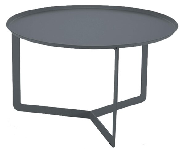 Tavolinetto Rotondo in acciaio ROUND Medio diametro 60x60xh36 cm - peso Kg 7,50 con vassoio estraibile struttura in acciaio colore Grafite