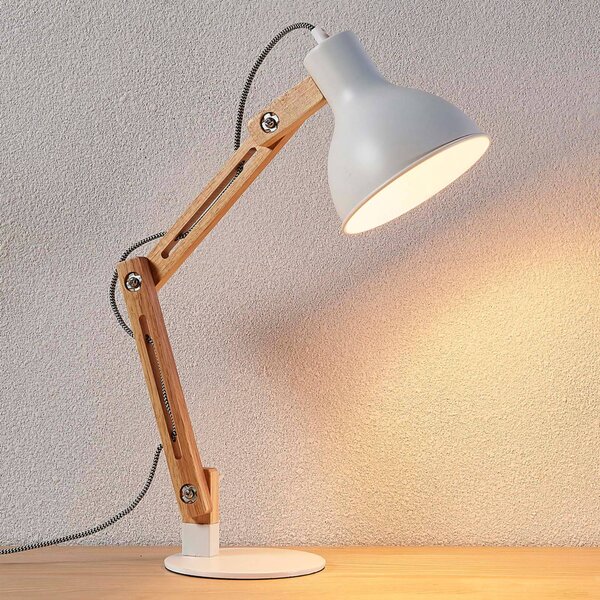 Lampada da scrivania Shivanja Lindby, Legno chiaro, Studio / Ufficio, Legno, Moderno, Lampada da tavolo