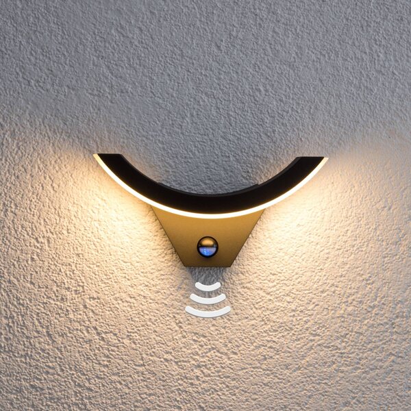 Lucande Applique da esterni LED Half, sensore, antracite, IP54 Half, Nero, Alluminio, Moderno