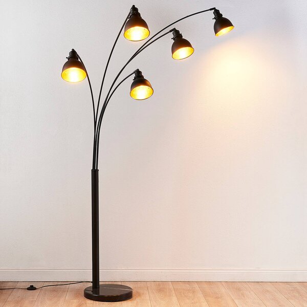 Lampada ad arco Lira Lindby, Nero, Soggiorno / Sala da pranzo, Metallo, Moderno, Lampada da terra