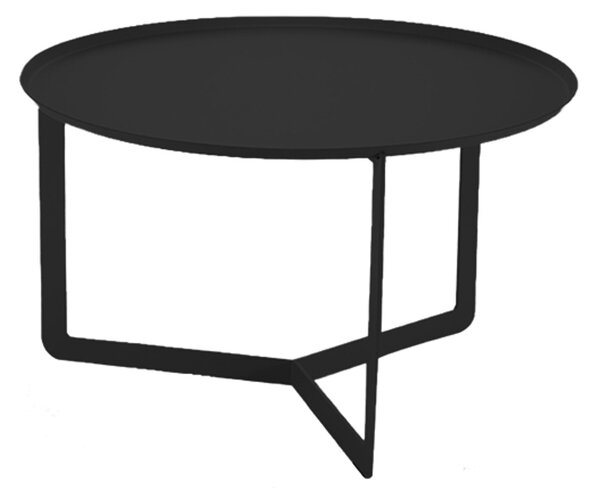 Tavolinetto Rotondo in acciaio ROUND Medio diametro 60x60xh36 cm - peso Kg 7,50 con vassoio estraibile struttura in acciaio colore nero