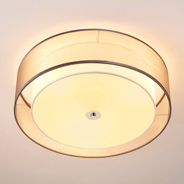 Plafoniera soffitto Tobia Lindby, dimmerabile, Alluminio / Grigio / Zincato, Soggiorno / Sala da pranzo, Tessuto / Stoffa / Seta, Moderno, Plafoniera