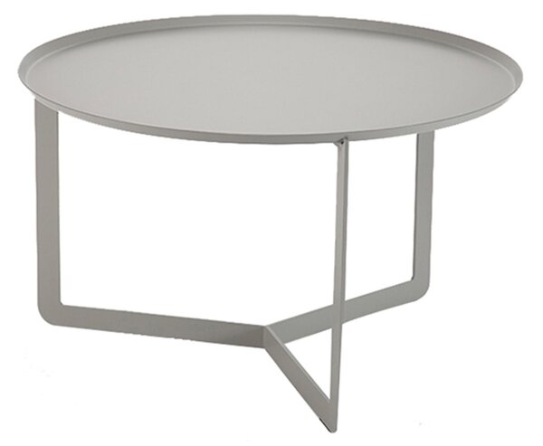 Tavolinetto Rotondo in acciaio ROUND Medio diametro 60x60xh36 cm - peso Kg 7,50 con vassoio estraibile struttura in acciaio colore grigio pioggia