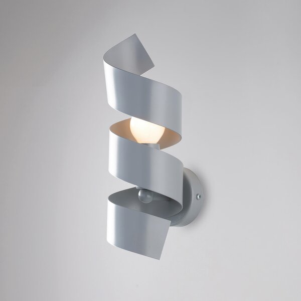 Applique Helix in ferro laccato grigio 1 luce, altezza 28 Cm, larghezza 13 Cm