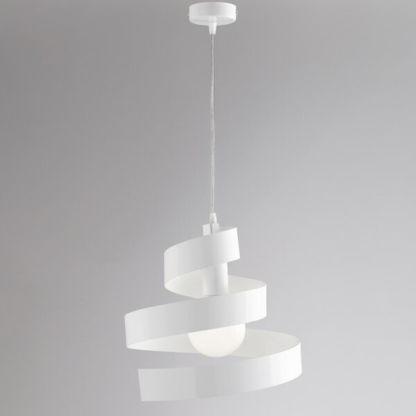 Sospensione Helix in ferro laccato bianco 1 luce, altezza 23 Cm, Cavo allungabile fino a 123, larghezza 30 Cm