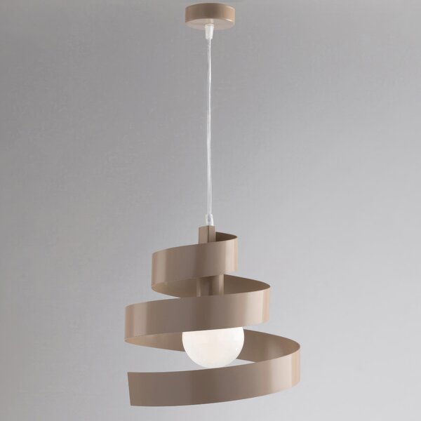 Sospensione Helix in ferro laccato tortora 1 luce, altezza 23 Cm, Cavo allungabile fino a 123, larghezza 30 Cm