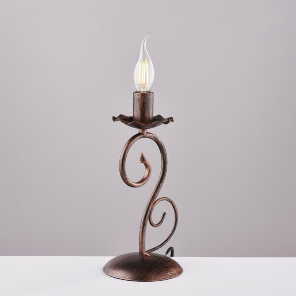 Lumetto Alma in ferro laccato nero con decorazione rame 1 luce , altezza 28 Cm , larghezza 13 Cm