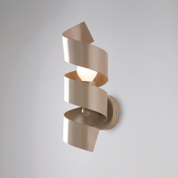 Applique Helix in ferro laccato tortora 1 luce, altezza 28 Cm, larghezza 13 Cm