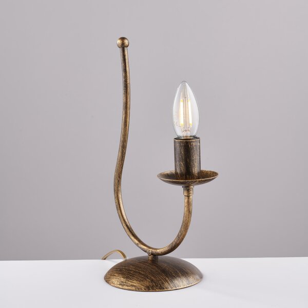 Lumetto Botte in ferro laccato marrone con decorazione oro 1 luce , altezza 35 Cm, larghezza 18 Cm