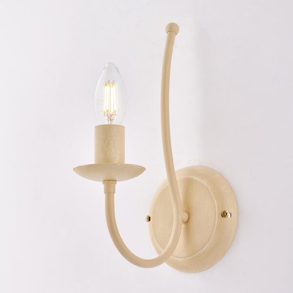 Applique Botte in ferro laccato avorio con decorazione decap� 1 luce , altezza 31 Cm, larghezza 21 Cm