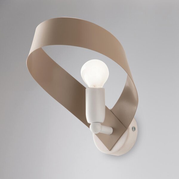 Applique Primula in ferro laccato bianco e tortora 1 luce, altezza 28 Cm, Cavo allungabile fino a 138 Cm, larghezza 66 Cm
