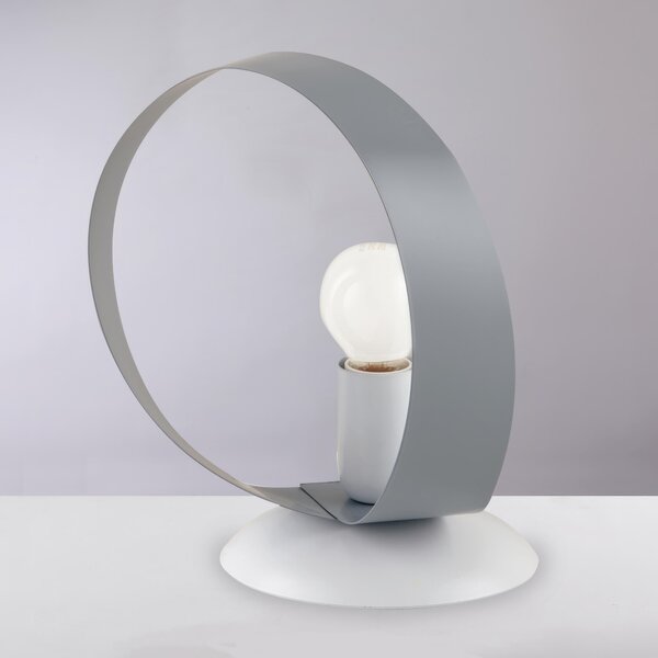 Lumetto Primula in ferro laccato bianco e grigio 1 luce, altezza 21 Cm, larghezza 19 Cm