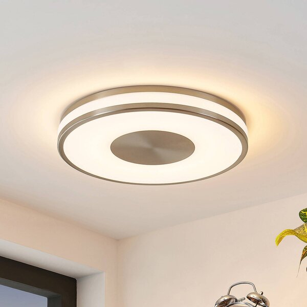 Plafoniera a LED Fjella Lindby, dimmerabile, Alluminio / Grigio / Zincato, Soggiorno / Sala da pranzo, Metallo, Moderno, Plafoniera LED