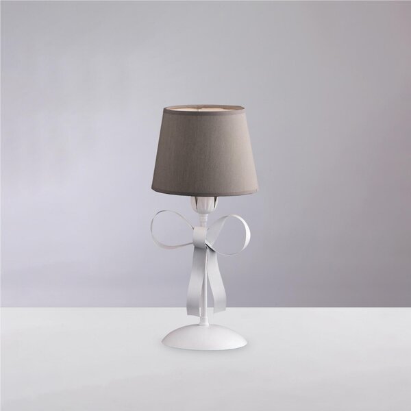 Lumetto in ferro laccato bianco con decorazione effetto shabby chic Dimensioni 16xh17 1xE14 - 42 Watt Max Bianco Shabby