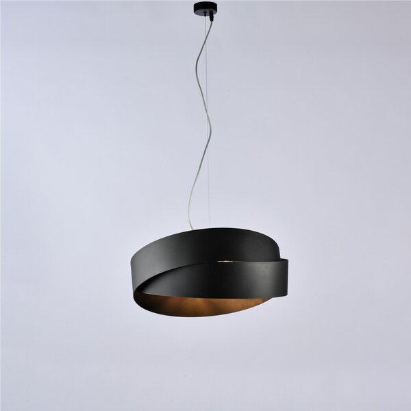 Sospensione in ferro laccato bianco con cavo in acciaio regolabile 2 luci ASTRO Dimensioni 46xh 22 cm Cavo allungabile fino a 122 Cm colore Nero