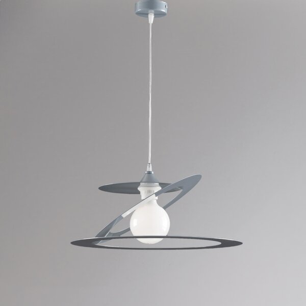 Sospensione Geko in taglio laser ferro laccato grigio 1 luce, altezza 18 Cm, Cavo allungabile fino a 118 Cm, larghezza 40 Cm Grigio