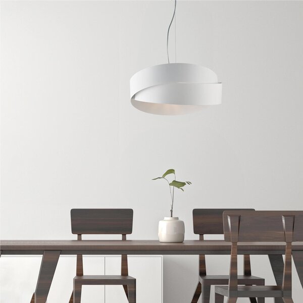 Sospensione in ferro laccato bianco con cavo in acciaio regolabile 2 luci ASTRO Dimensioni 46xh 22 cm Cavo allungabile fino a 122 Cm colore Nero/Oro