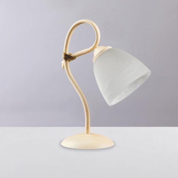 Lumetto Dallas in ferro laccato avorio con decorazione decap� e vetro alabastro bianco 1 luce, altezza 31 Cm, larghezza 23 Cm