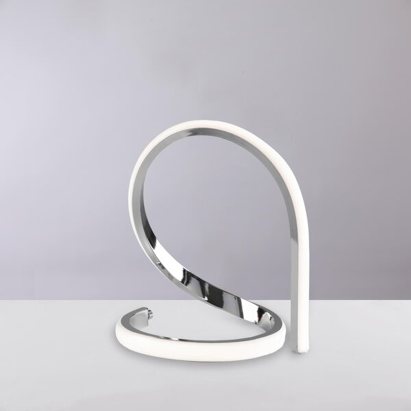 Lumetto Infinity in metallo e alluminio cromo lucido con led integrato, altezza 20 Cm, larghezza 21 Cm