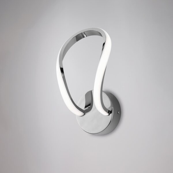 Applique Infinity in metallo e alluminio cromo lucido con led integrato, altezza 24 Cm, larghezza 14 Cm