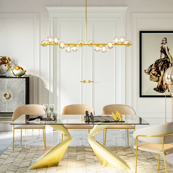 KARE Lampada a sospensione Scala Balls, dimmerabile, Ottone / Oro, Soggiorno / Sala da pranzo, Metallo, Design, Lampada a sospensione