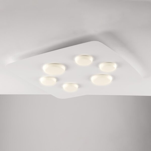 Plafoniera in metallo laccato bianco con decorazione Bianco Antico MEGAN Diametro 65x h 6 cm LED 48W / 5400 Lumen / 4500K