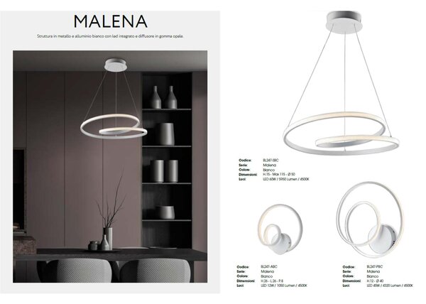 Applique da muro in in Metallo ed Alluminio Bianco con LED Integrato MALENA Dimensione 40x40xh 12 cm colore Cromo